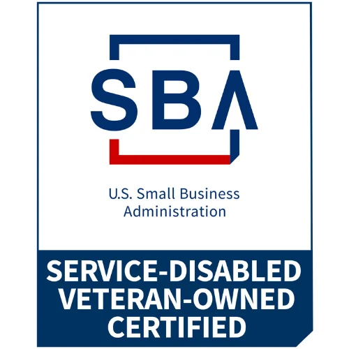 Service-Disabled Veteran-Owned Small Business (SDVOSB) certification logo issued by the U.S. Small Business Administration.